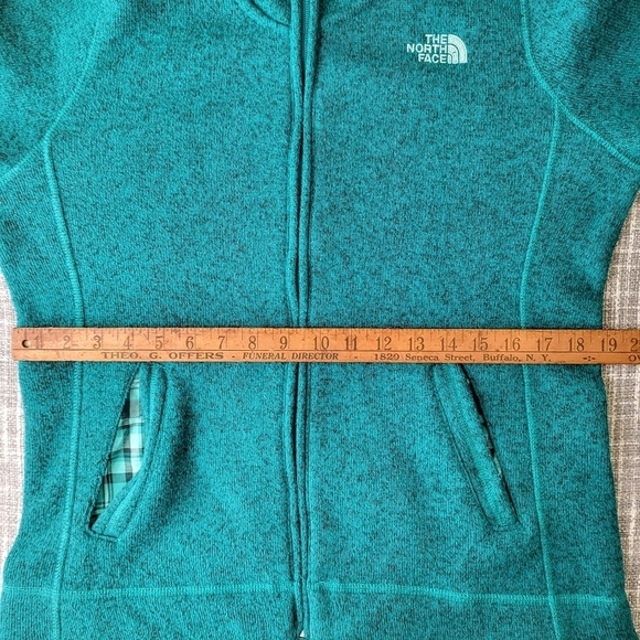 North Face Knit Style Fleece Jacket Crescent Sunset Full Zip Teal Women's M/L - Picture 7 of 12